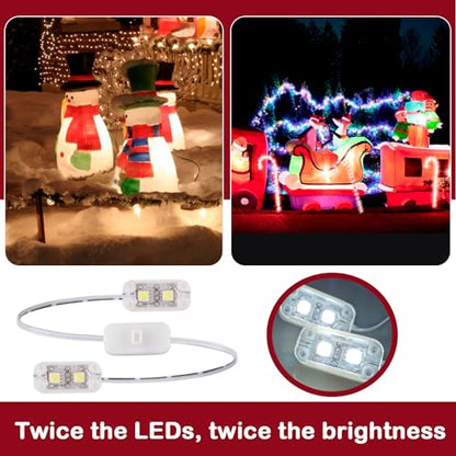 2 Pack Air Blower Fan for Inflatables 12V 0.8A with 1.0A Adapter & 3 LED Bulbs - Waterproof IP68