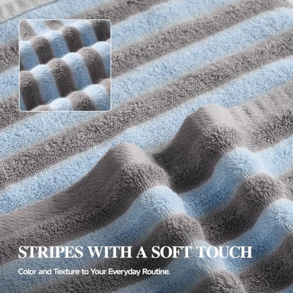 Ecolook Blue Striped Hand Towels for Bathroom & Kitchen 2-Pack