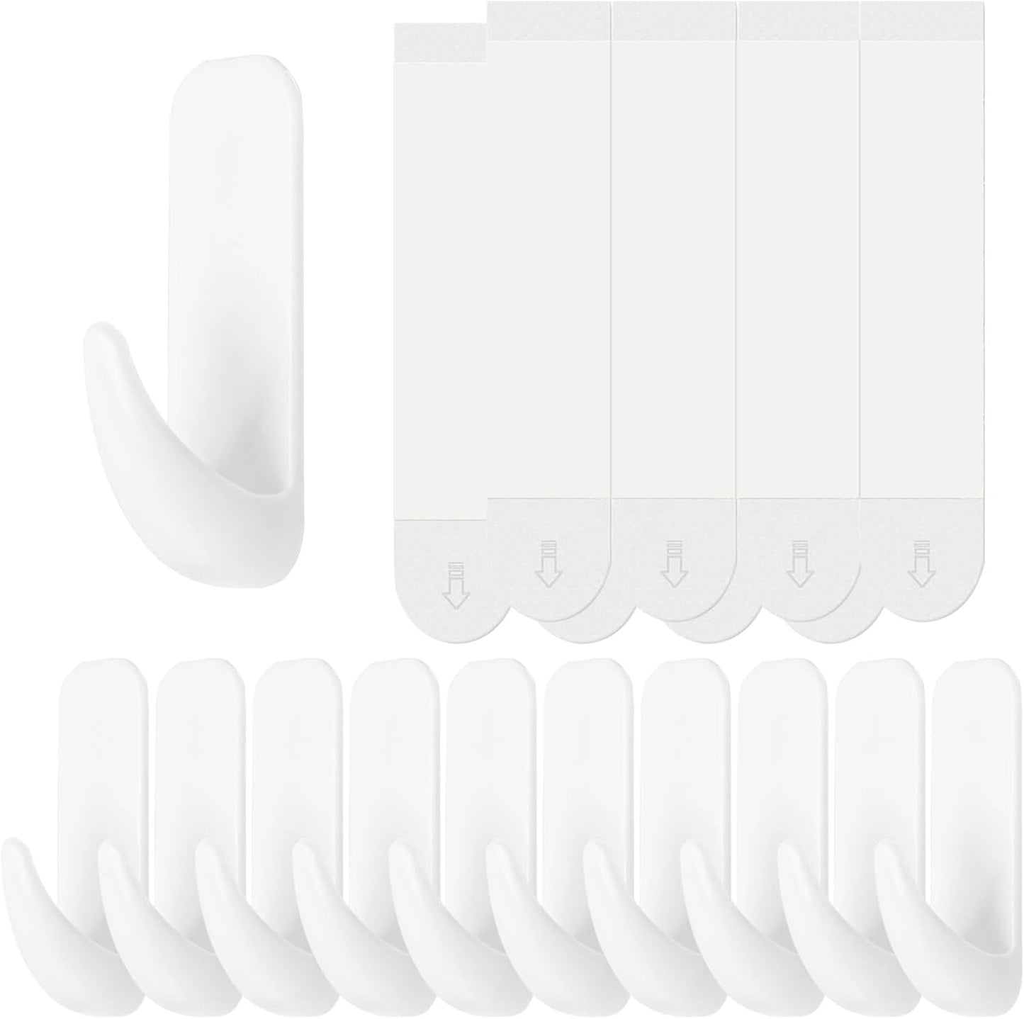 Skiennix Heavy Duty Wall Hooks - 10 Large Damage-Free Adhesive Hooks for Keys, Coats & More
