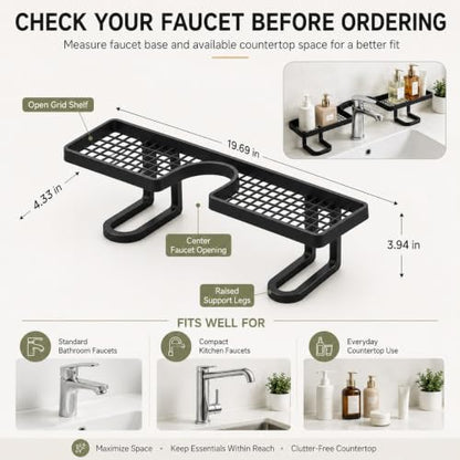 Freestanding Over Sink Storage Rack No-Drill Bathroom Organizer Black 1