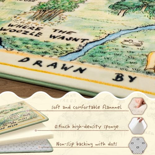 Woodland Nursery Rug Non-Slip Playroom Carpet Light Green Kids Room Decor