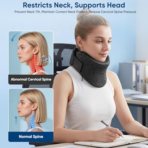 Neck Brace Cervical Collar for Neck Support & Travel Pillow - Dark Gray