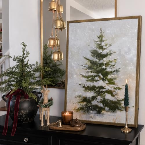 Lighted Snowy Tree Wall Art - 18x24 Holiday Canvas Decor with Remote