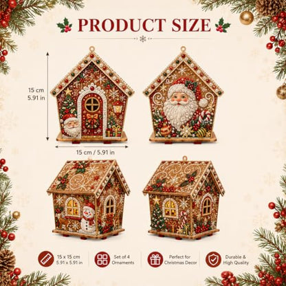 3D Wooden Christmas Gingerbread House Pearl Art Kit with Lights - Multiple Styles