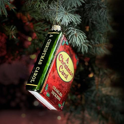 A Christmas Carol Ornament - Blown Glass Mini Book Gift for Book Lovers