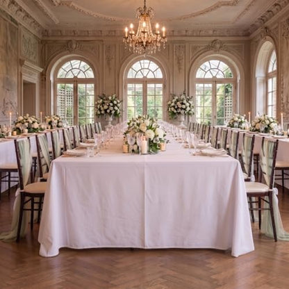 16 Pack 8ft Sage Green Wedding Chair Sashes with Bow Ties - Aisle Decor