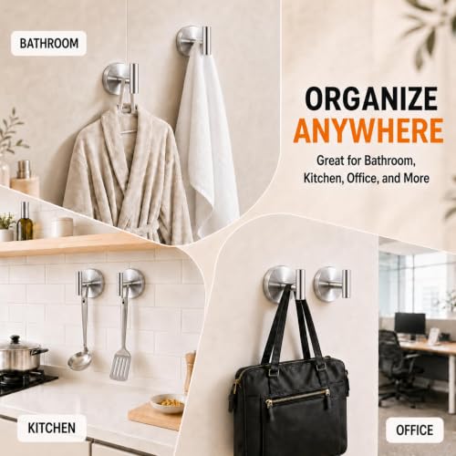 Heavy Duty Suction Cup Hooks for Glass Doors - Silver