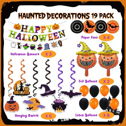 Halloween Party Decorations Set with Balloons & Banners - 23 Pieces