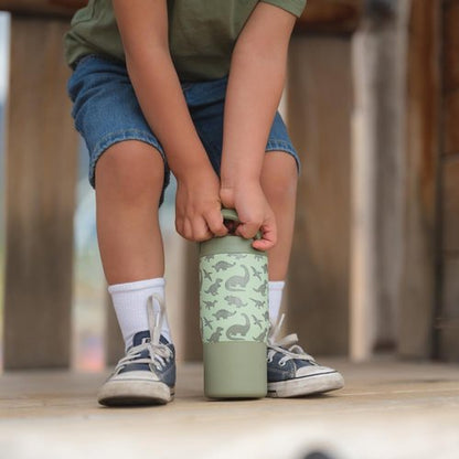HydroJug Kids 14 Oz Stainless Steel Water Bottle - Insulated, Leakproof, BPA-Free | Durable Dinosaur Design