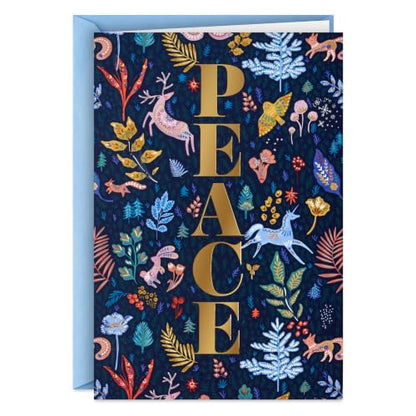 Holiday Boxed Cards with Envelopes - 16 Pack, Modern Folk Art, Peace Design