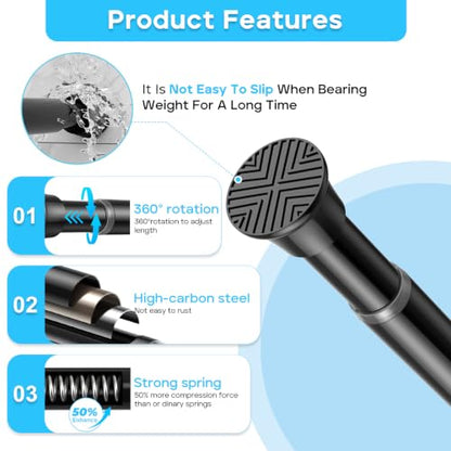 2 Pack Adjustable Tension Shower Curtain Rods 18-36 inch Black No Drilling