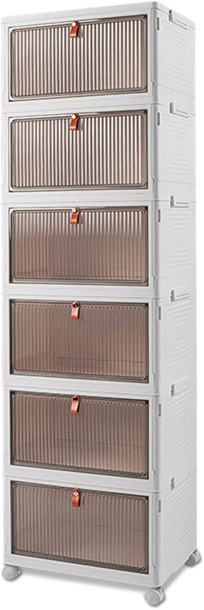 Ergocar Foldable Storage Boxes - Transparent Plastic Organizers with Lid | Stackable Large Capacity for Home & Office