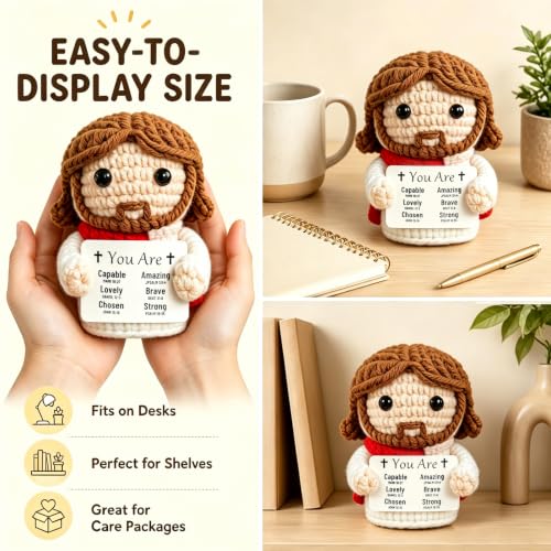 Positive Crochet Jesus Plush Doll Religious Gift for Women & Faith