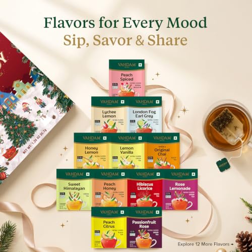 Tea Advent Calendar 2026 - 24 Unique Tea Bags Gift Set, Tea Countdown