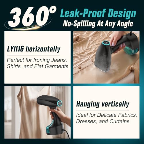 Portable 1900W Clothes Steamer with 3 Steam Modes & Fabric Brush - Fast Wrinkle Remover