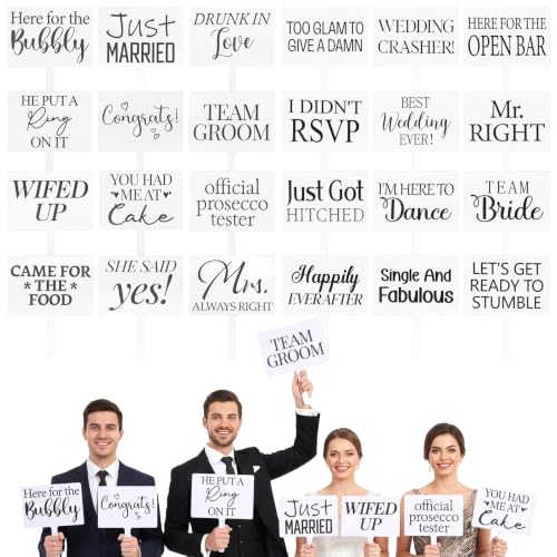Wedding Photo Booth Props Set - 24 Double-Sided Party Decorations