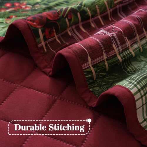 Red King Size Christmas Patchwork Quilt Bedding Set with Pillow Shams
