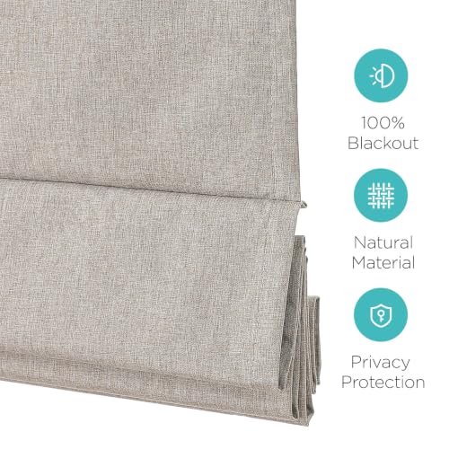 Joydeco Blackout Cordless Roman Shades Linen 72x72 Inches No Drill