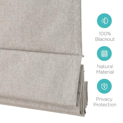 Joydeco Blackout Cordless Roman Shades Linen 72x72 Inches No Drill
