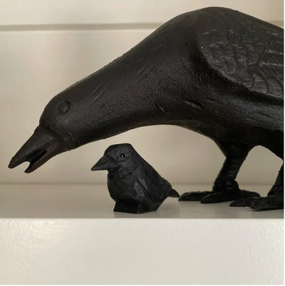 Selsela Hand-Carved Raven Figurine - Black Crow Sculpture | Gothic Decor & Nature-Inspired Gift