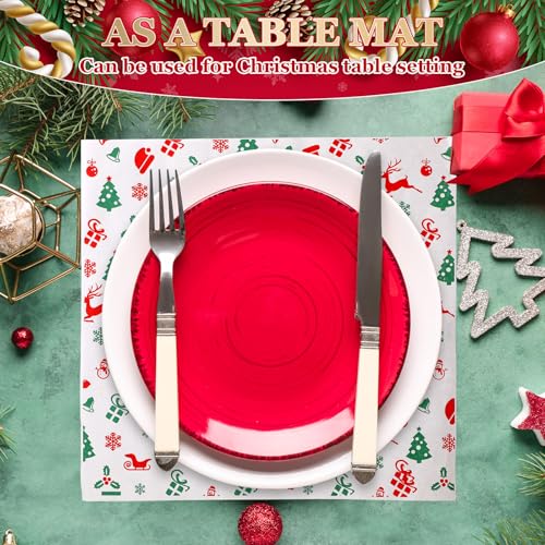 Christmas Wax Paper Sheets - Red, Green & White Variations, 100 Sheets, 11.4 x 11 Inches