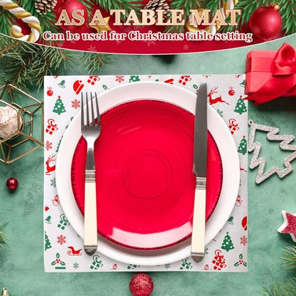 Christmas Wax Paper Sheets - Red, Green & White Variations, 100 Sheets, 11.4 x 11 Inches