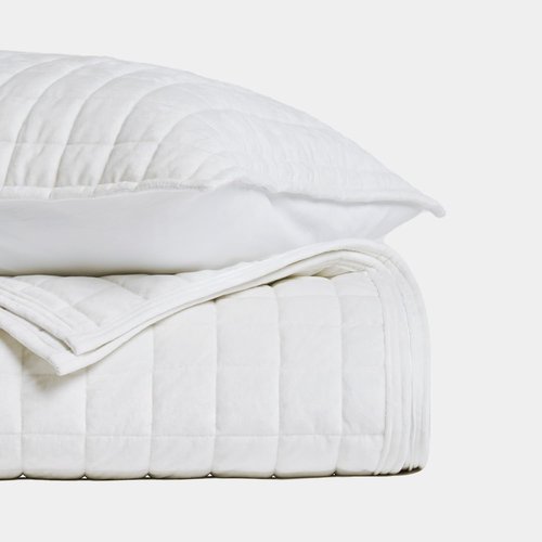 RECYCO Luxury Velvet Quilt Set Full Queen Size Bedding Sets, Ultra Soft Velvet Comforter Set, Lightweight Channel Box Stitch Oversized Bedspread Coverlet for All Season, with 2 Shams, Bright White