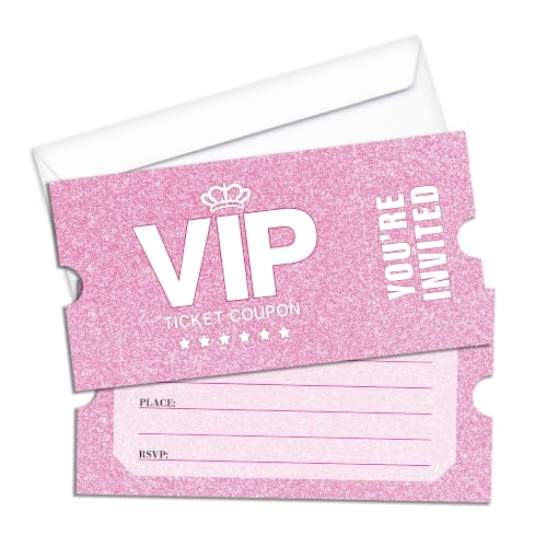 Pink Glitter Birthday Party Invitations, 20 Pack with Envelopes - Variation of THIS listing