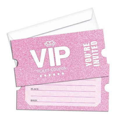 Pink Glitter Birthday Party Invitations, 20 Pack with Envelopes - Variation of THIS listing