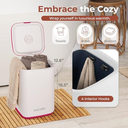 Electric Towel Warmer Bucket 23L with Essential Oils Holder Adjustable Timer