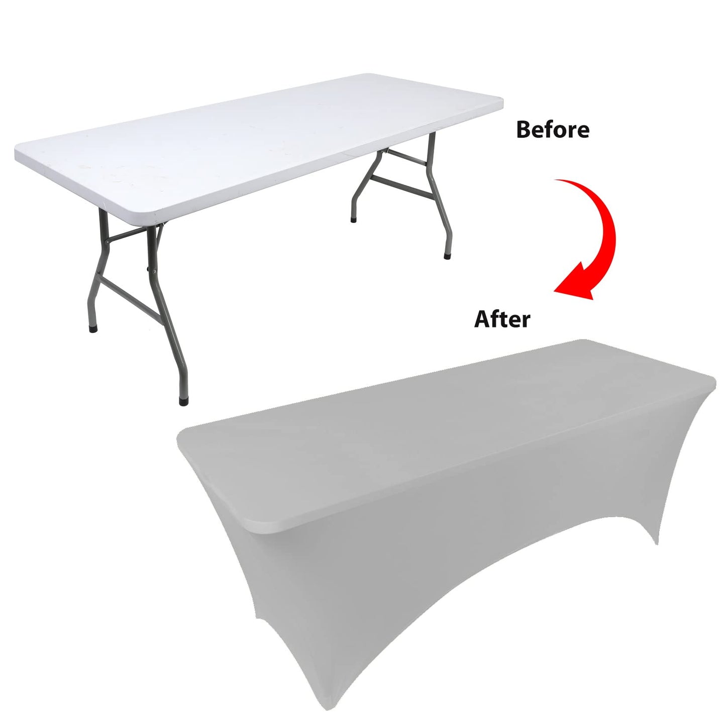 BDDC Table Covers for 4 Foot Tables, Spandex Table Covers 4ft, Sliver Gray Table Cloths Rectangle 4ft for Events, Wedding, Banquets & Parties