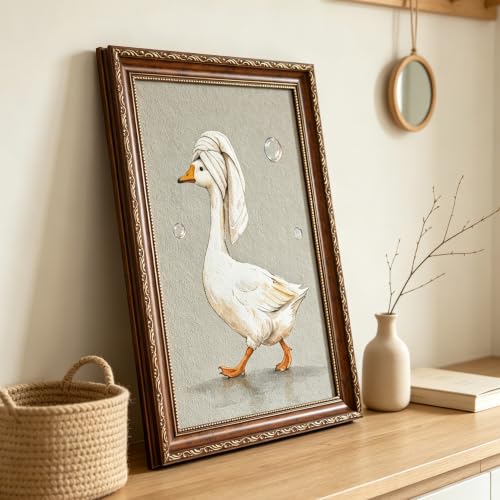Black Cat and Woman Bathtub Wall Decor Framed 8x10in Goose Variation