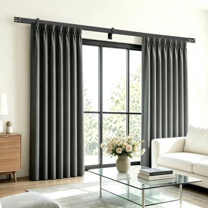 Matte Black Aluminum Heavy-Duty Curtain Track 144 Inch/12ft Custom Window Rod