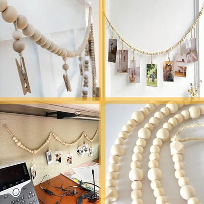 4ft Nature Beads Garland with Clothespins for Photo Display - Variation of THIS listing