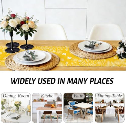 Yellow Flowers Butterfly Spring Table Runner - Wildflower Pattern, 13x72 Inches