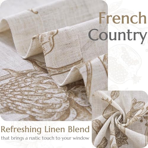 jinchan Linen Toile Curtains 84 Inches Long for Living Room Toile de Jouy Printed Farmhouse French Country Curtains Grommet Top Light Filtering Window Drapes for Bedroom 2 Panels Grey on Beige