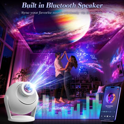 3D Galaxy Projector with 60 HD Dynamic Scenes - White Version for Home & Bedroom Decor