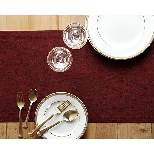 Pure Linen Table Runner 14 x 36 Inches - Red Garnet, Handmade European Flax