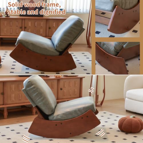 Blue Faux Leather Armless Rocking Lounge Chair - Trygoal