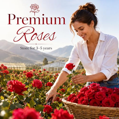 Preserved Real Red Rose Gift Set with Projection Necklace - Mother's Day