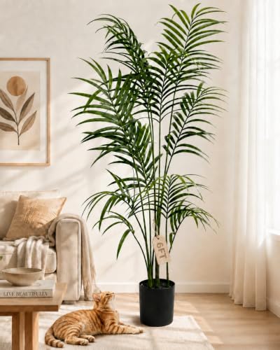 6FT Tall Artificial Palm Tree - Realistic Indoor & Outdoor Fake Plant