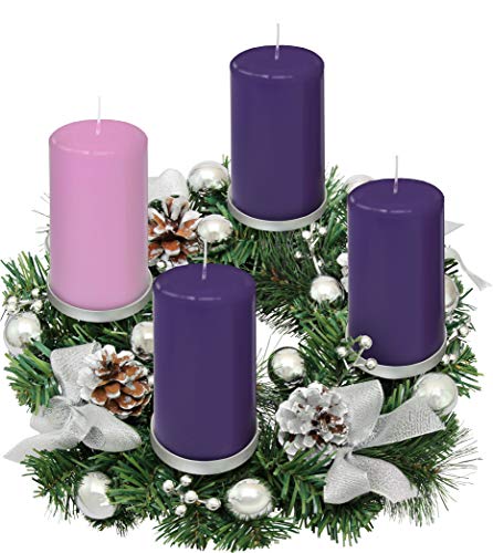 Silver Advent Wreath Candle Holder for Large Pillar Candles - Christmas Decor