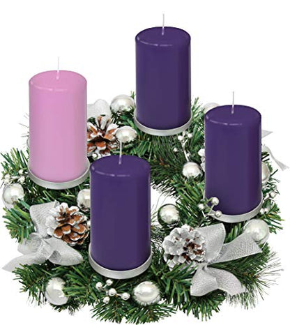 Silver Advent Wreath Candle Holder for Large Pillar Candles - Christmas Decor