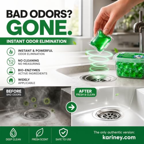 50 Count Drain Enzyme Cleaner Pods - Drain Deodorizer & Freshener - Safe for All Drains - 1 Box