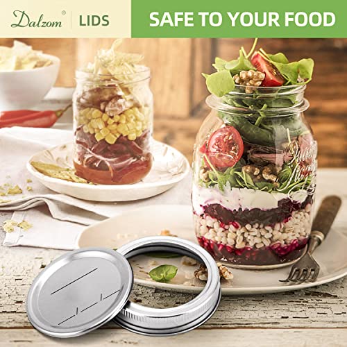 Dalzom® 48Pcs Canning Lids with Rings Regular Mouth, Premium Mason Jar Lids with Bands/Rings for Regular Mouth Ball, Kerr Jars - Food Grade Material, 100% Fit & Airtight for Regular Mouth Mason Jars