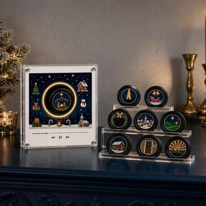 Christmas Fridge Magnet Music Player with 9 NFC Vinyl Discs - Black