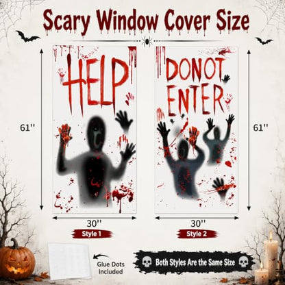 Halloween Bloody Window Posters Set - Black and Red 2 Pieces