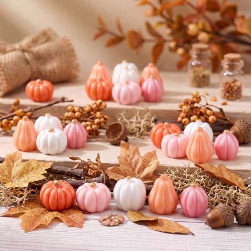 Mini Pink Resin Pumpkin Set for Crafts & Thanksgiving Decorations - 100 Pcs