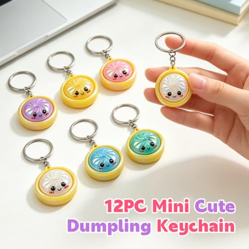 12Pcs Iridescent Keychain Set - Colorful Cartoon Face Mini Pendants - QUWEXO 12pc