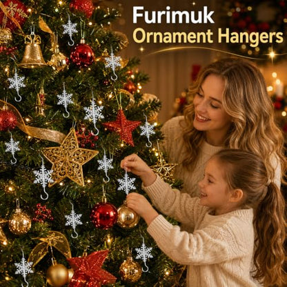 20 Pcs Christmas Snowflake Ornament Hooks - Reusable Detailing Hangers for Holiday Decor
